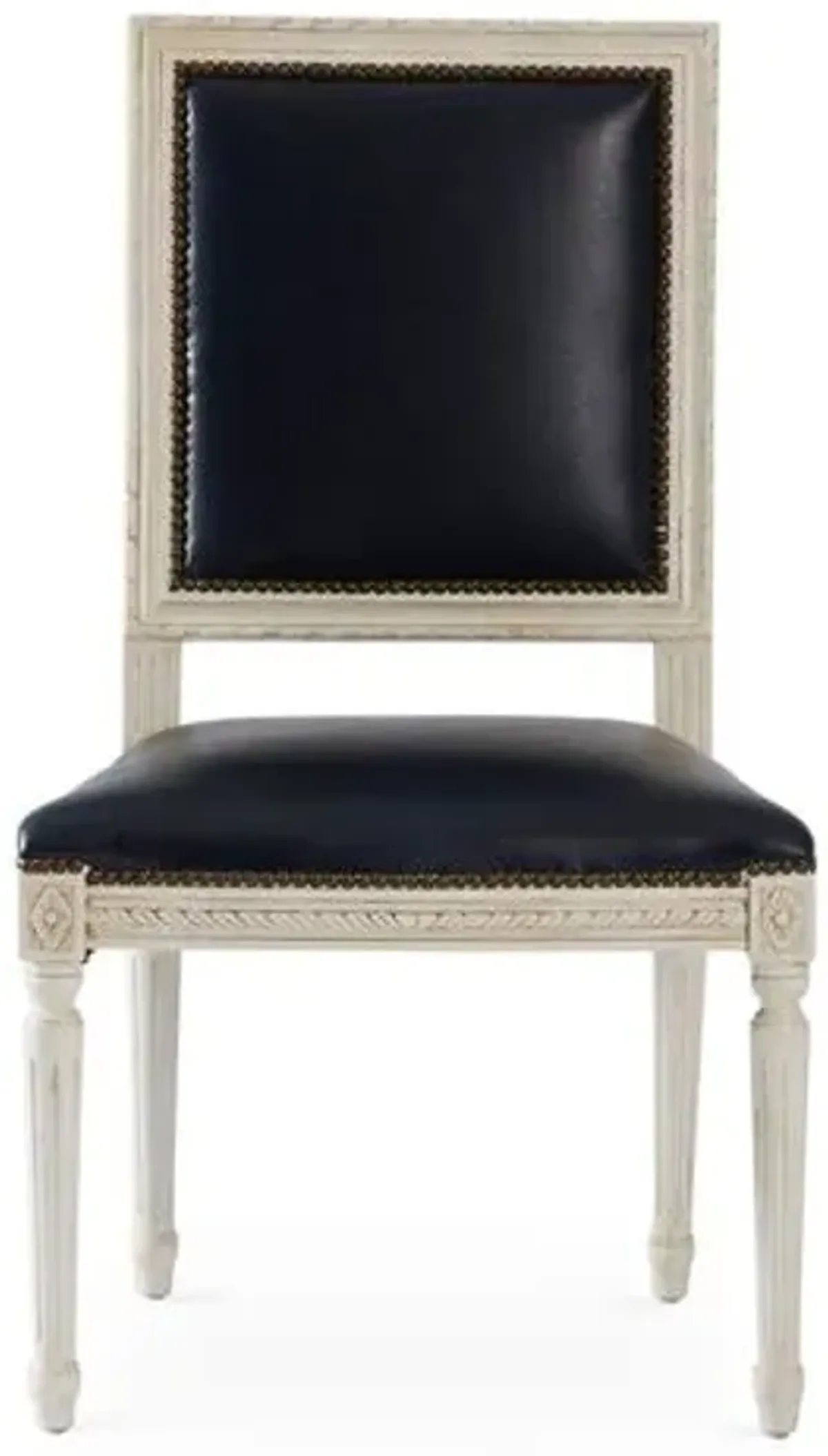 Exeter Side Chair - Navy Leather - Blue