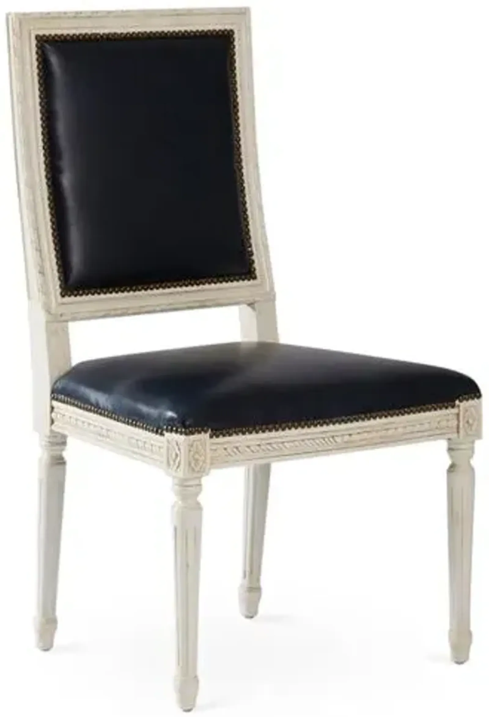 Exeter Side Chair - Navy Leather - Blue