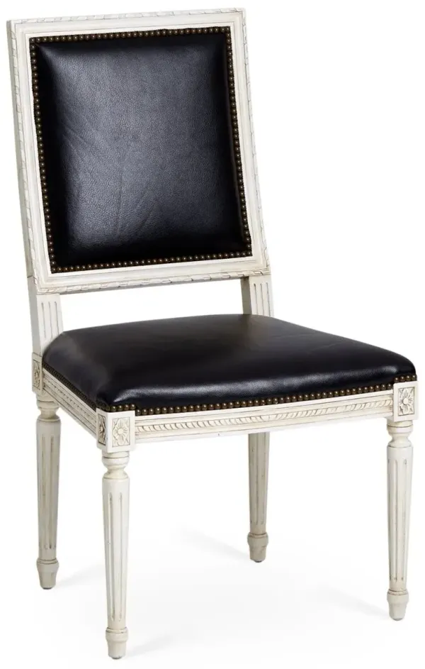 Exeter Side Chair, Black Leather