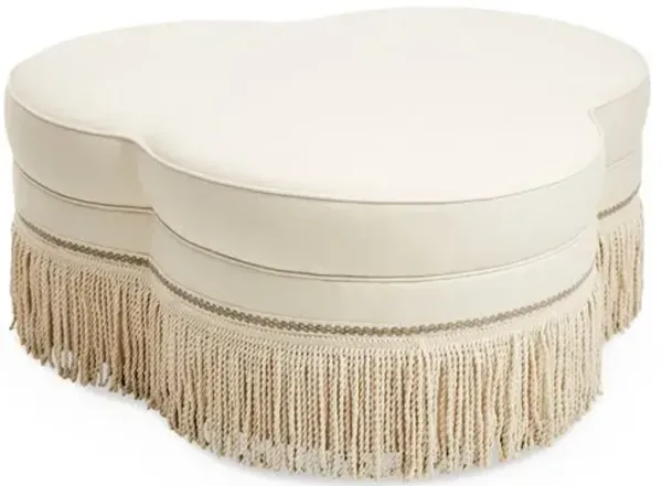Portsmouth Fringe Upholstered Ottoman - Cream Linen - Beige