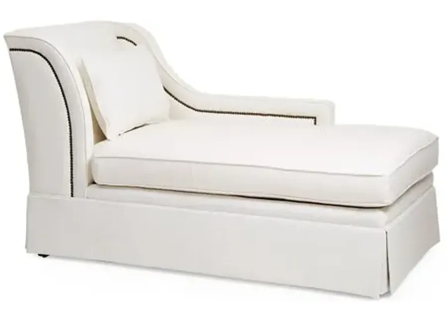 Roslin Right-Facing Skirted Chaise - White Linen - Comfortable, Sturdy, Stylish