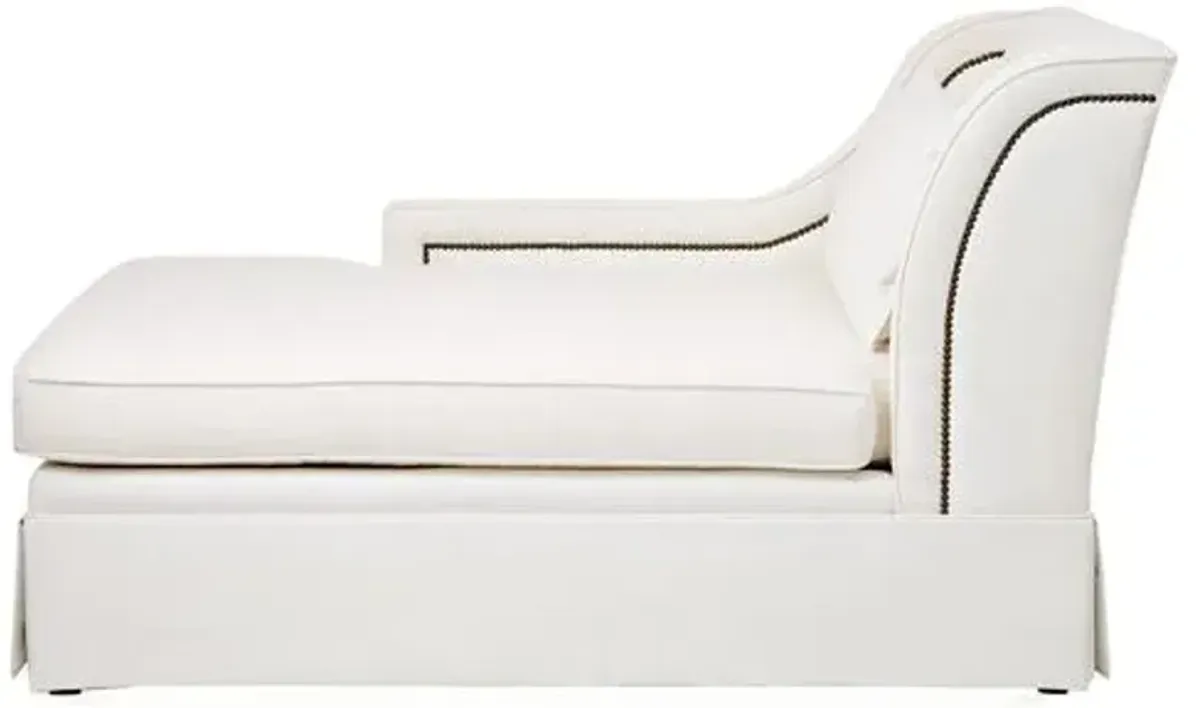 Roslin Left-Facing Skirted Chaise - White Linen - Comfortable, Sturdy, Stylish