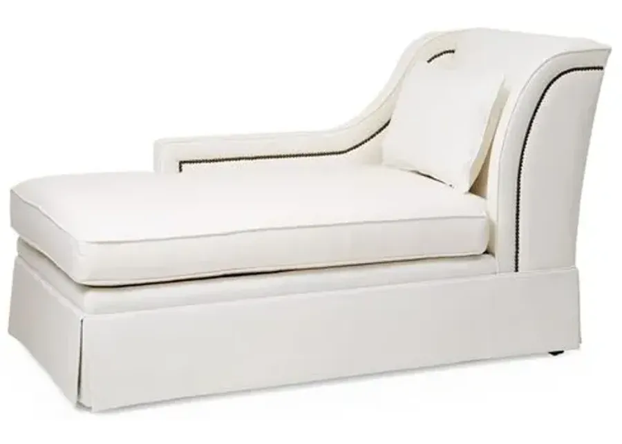 Roslin Left-Facing Skirted Chaise - White Linen - Comfortable, Sturdy, Stylish