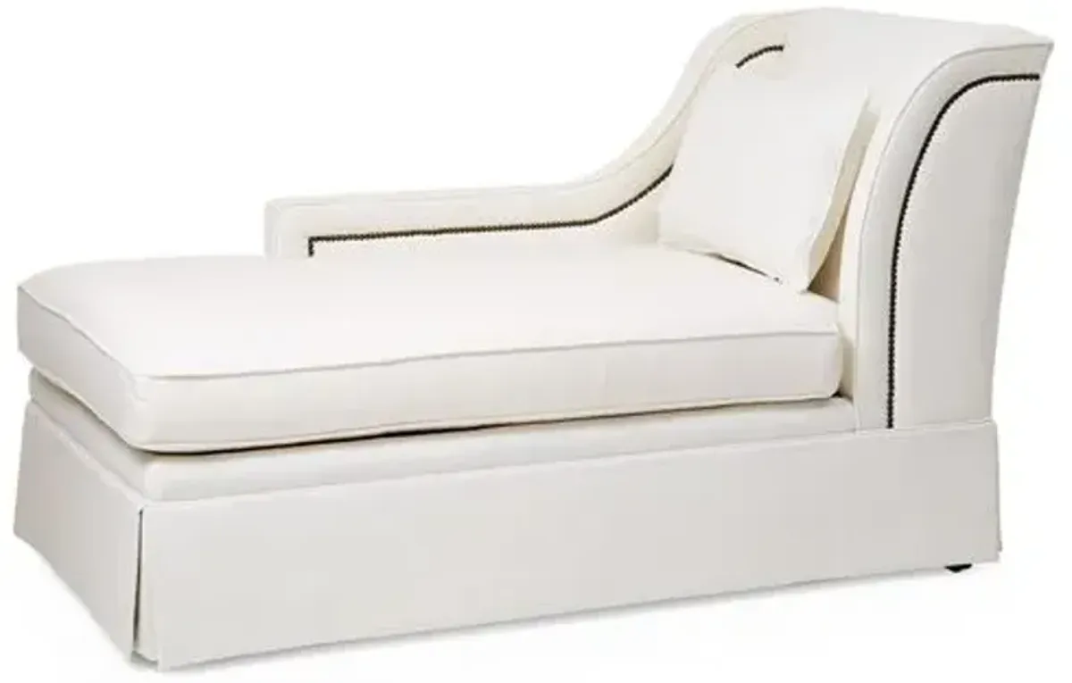 Roslin Left-Facing Skirted Chaise - White Linen - Comfortable, Sturdy, Stylish