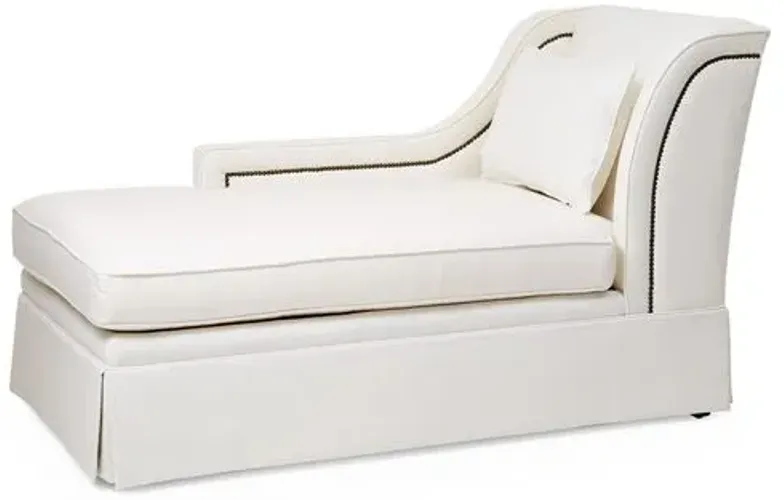 Roslin Left-Facing Skirted Chaise - White Linen - Comfortable, Sturdy, Stylish