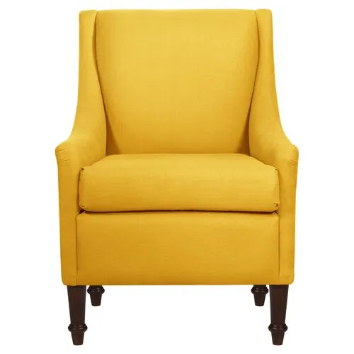 Holmes Linen Accent Chair - Yellow, Comfortable, Durable