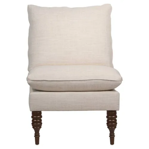 Daphne Linen Slipper Chair - Ivory