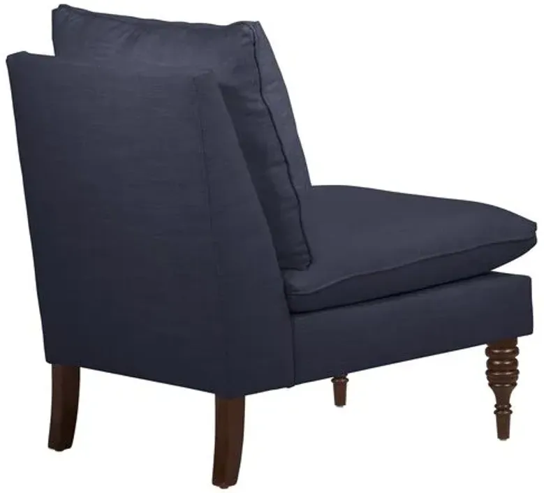 Daphne Linen Slipper Chair - Blue