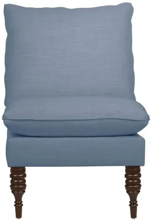 Daphne Linen Slipper Chair - Blue