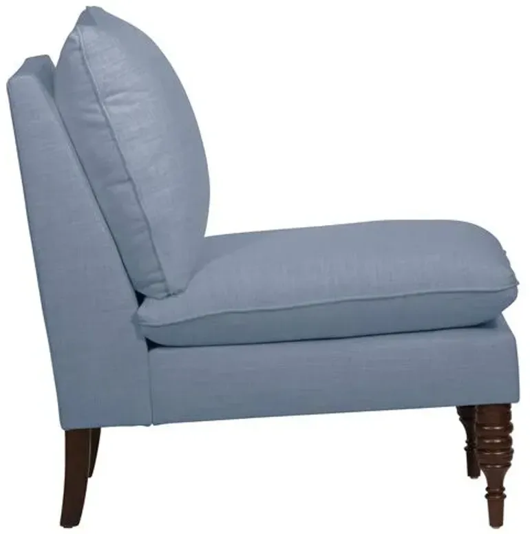 Daphne Linen Slipper Chair - Blue