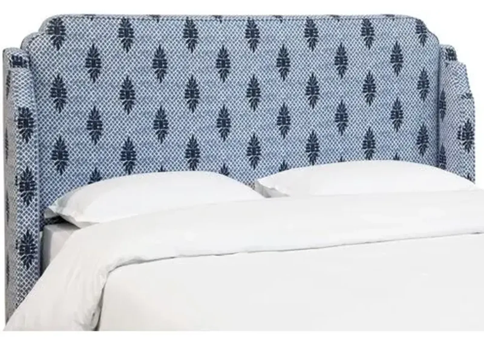 Aurora Wingback Headboard - Boca Blue Medallion