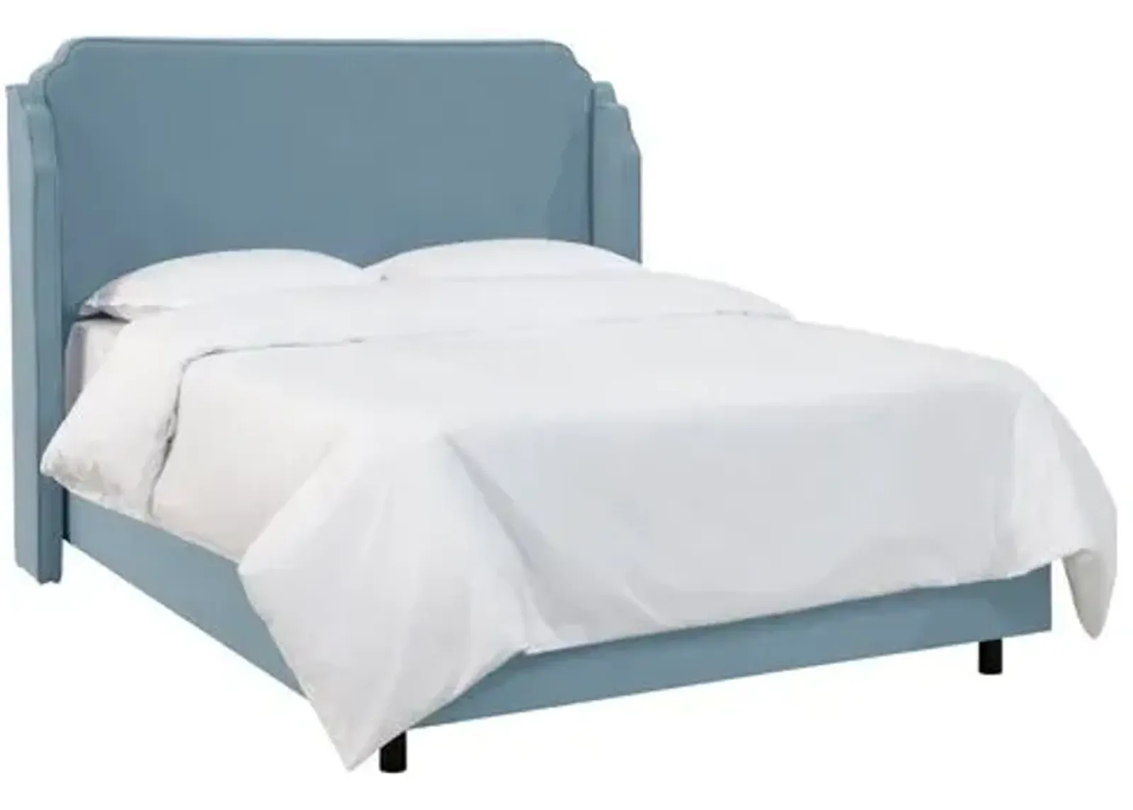 Aurora Wingback Bed - Handcrafted - Blue, Mattress, Box Spring Required