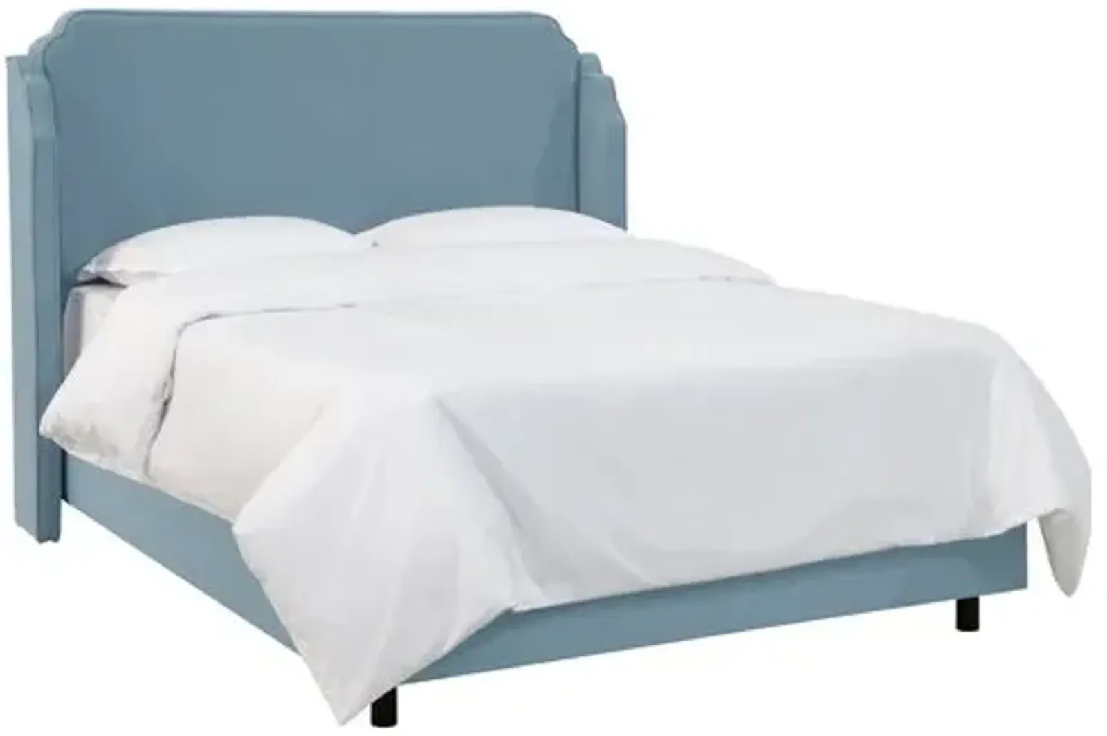 Aurora Wingback Bed - Handcrafted - Blue, Mattress, Box Spring Required