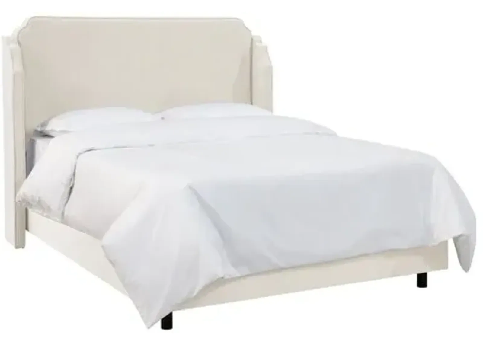 Aurora Wingback Bed - Handcrafted - Beige, Mattress, Box Spring Required