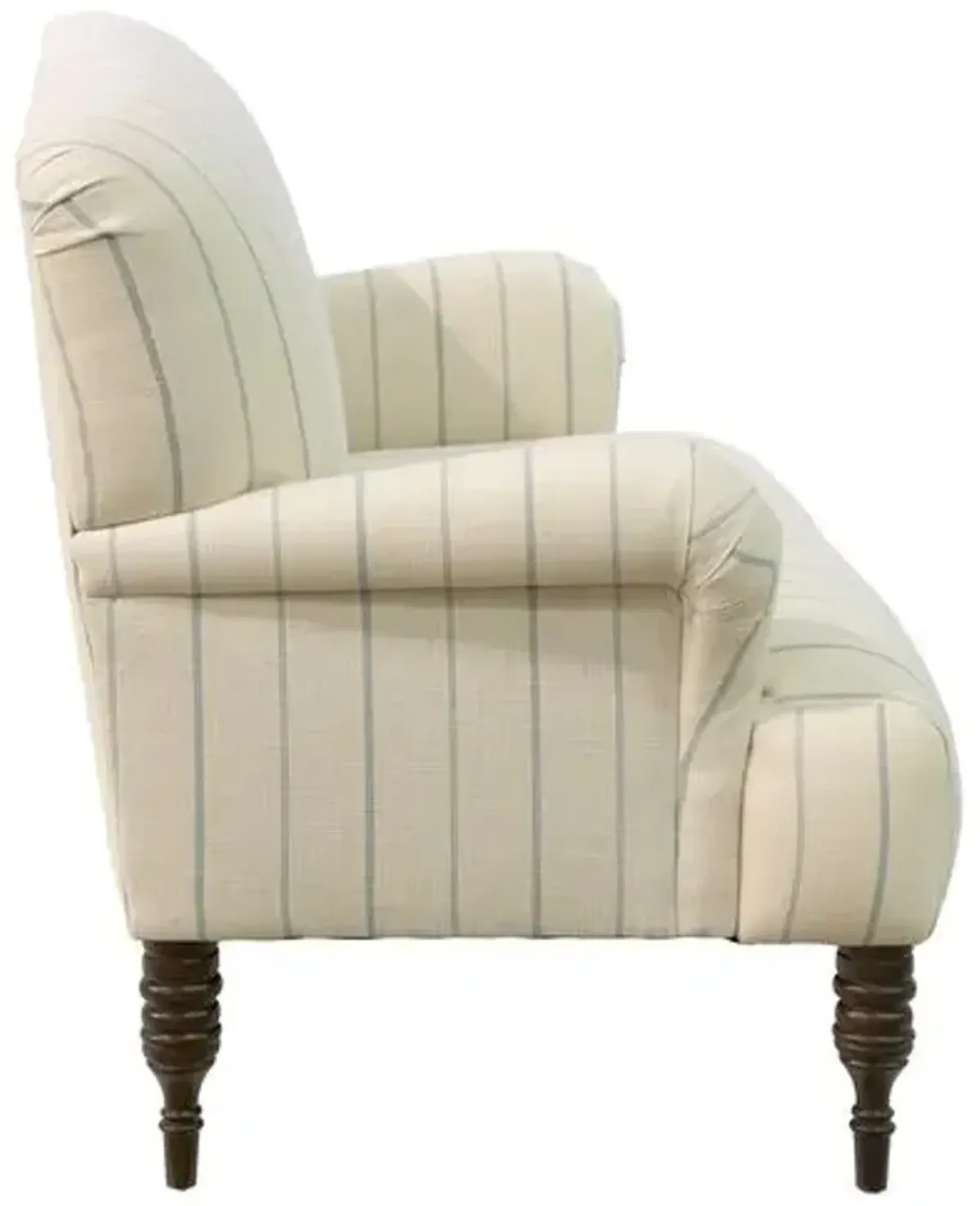 Nicolette Thin Stripe Settee - Cream/Sky - Handcrafted - Beige