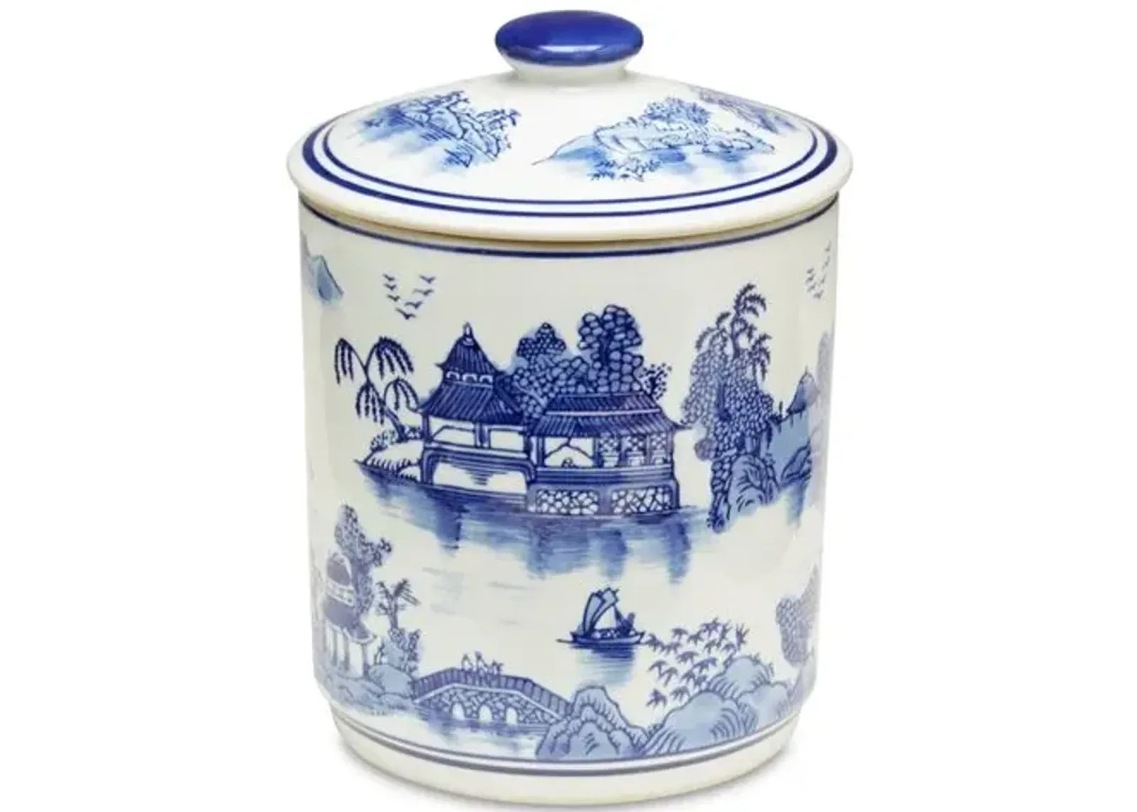 8" Willow Lidded Canister - Blue