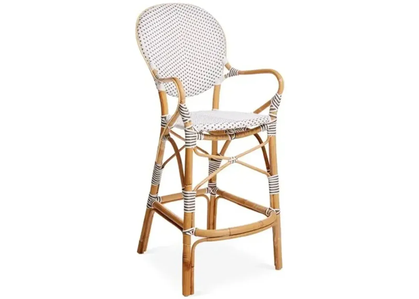 Isabell Rattan Barstool - White/Cappuccino - Sika Design