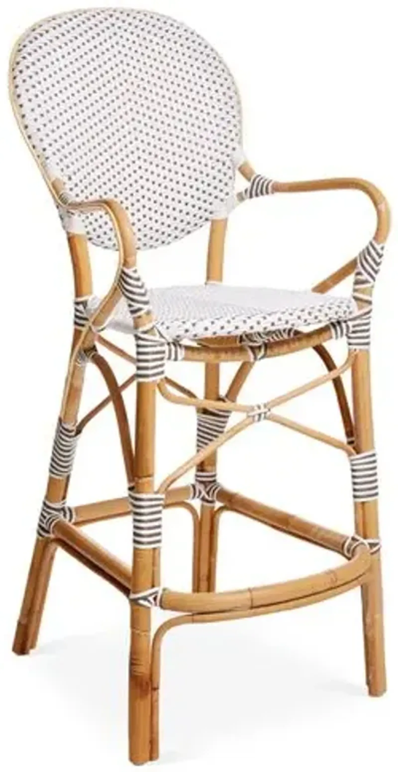 Isabell Rattan Barstool - White/Cappuccino - Sika Design