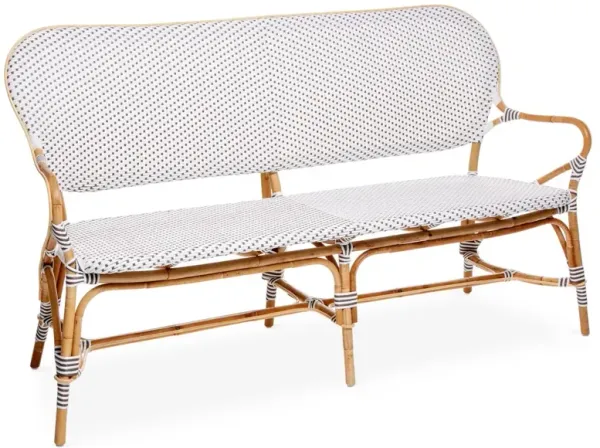 Isabell Rattan Bench, White/Cappuccino
