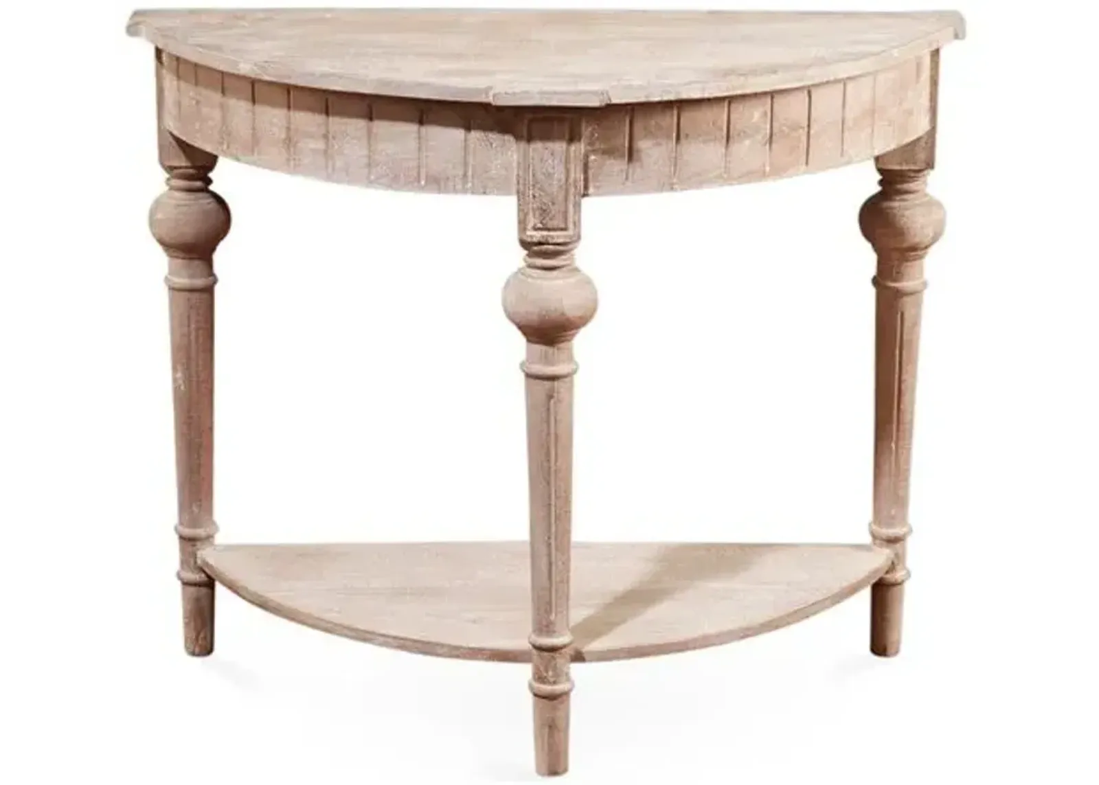 Manchester Demilune Console - Whitewash - Handcrafted - Beige