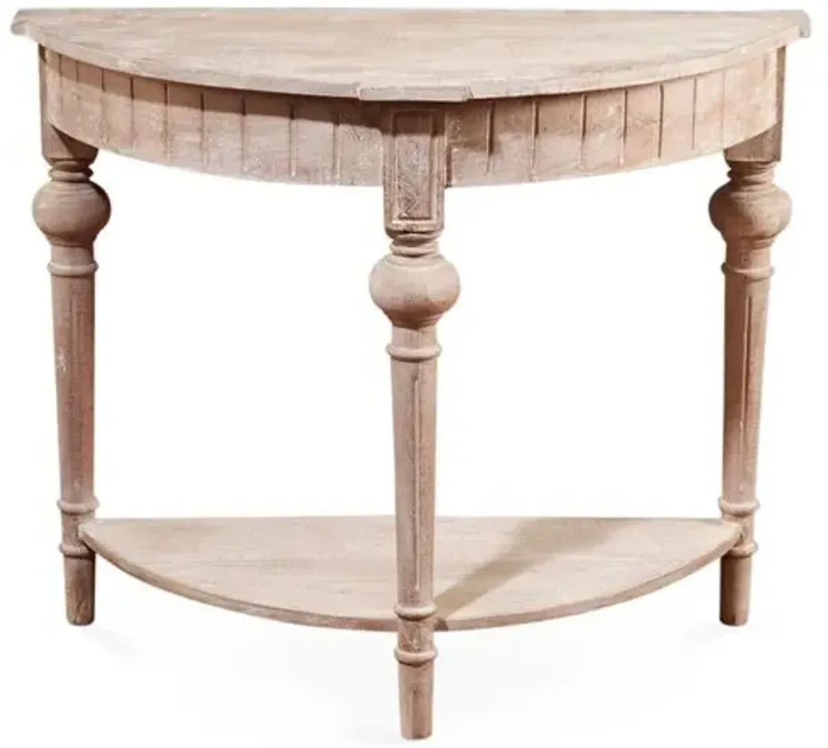 Manchester Demilune Console - Whitewash - Handcrafted - Beige