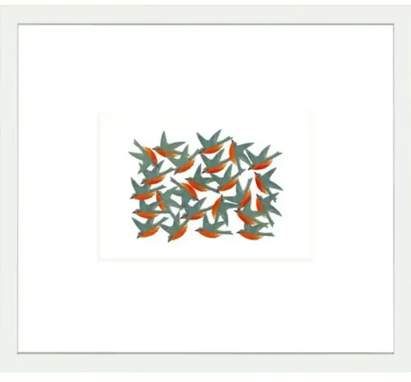 Orange/Blue Bird Stickers - Red