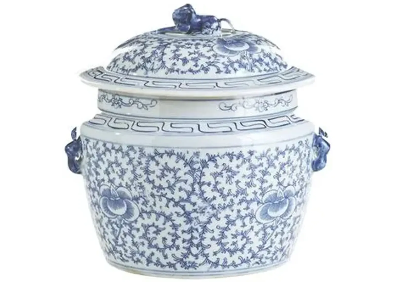 9" Lidded Rice Jar - Blue/White