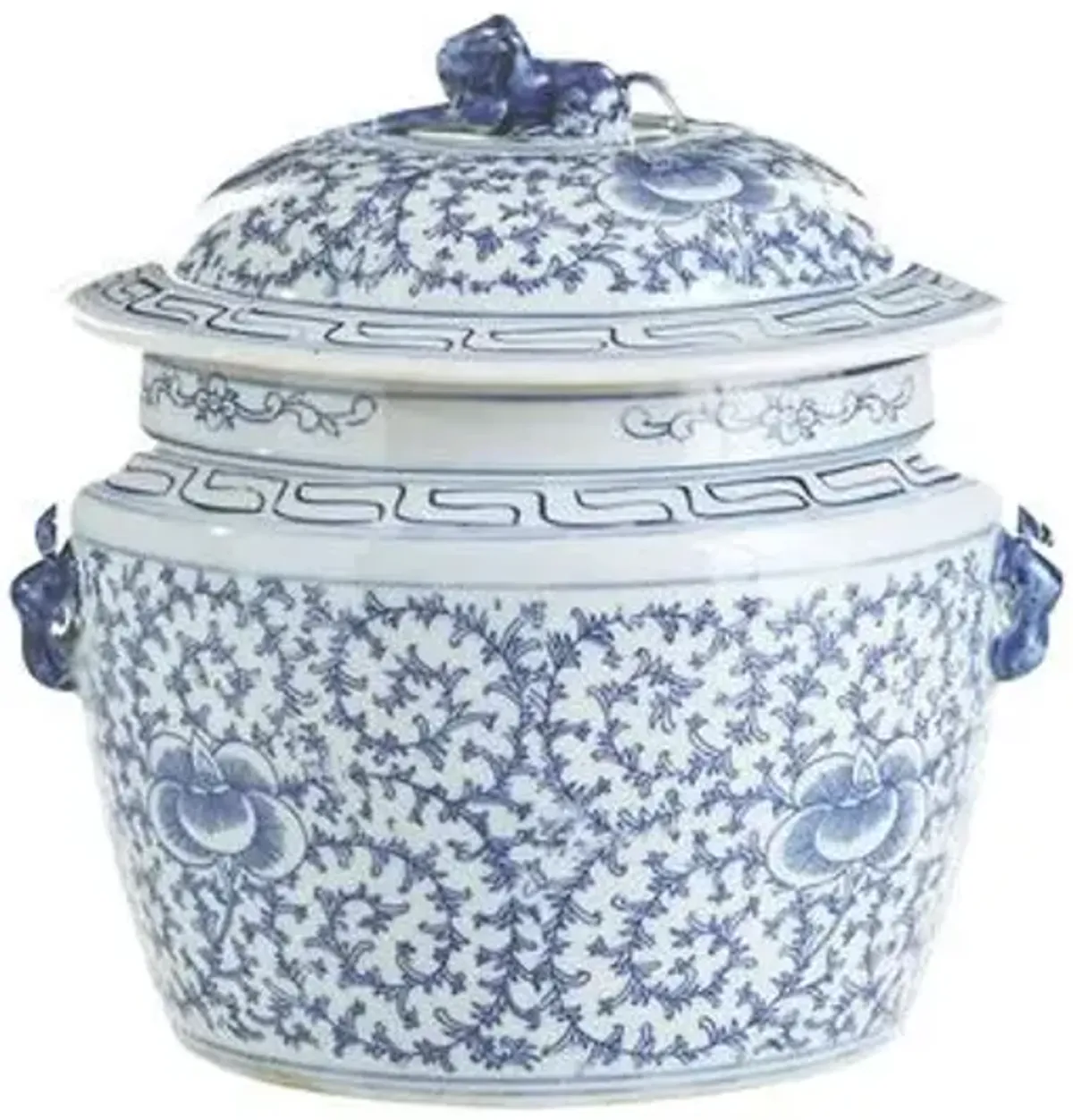 9" Lidded Rice Jar - Blue/White