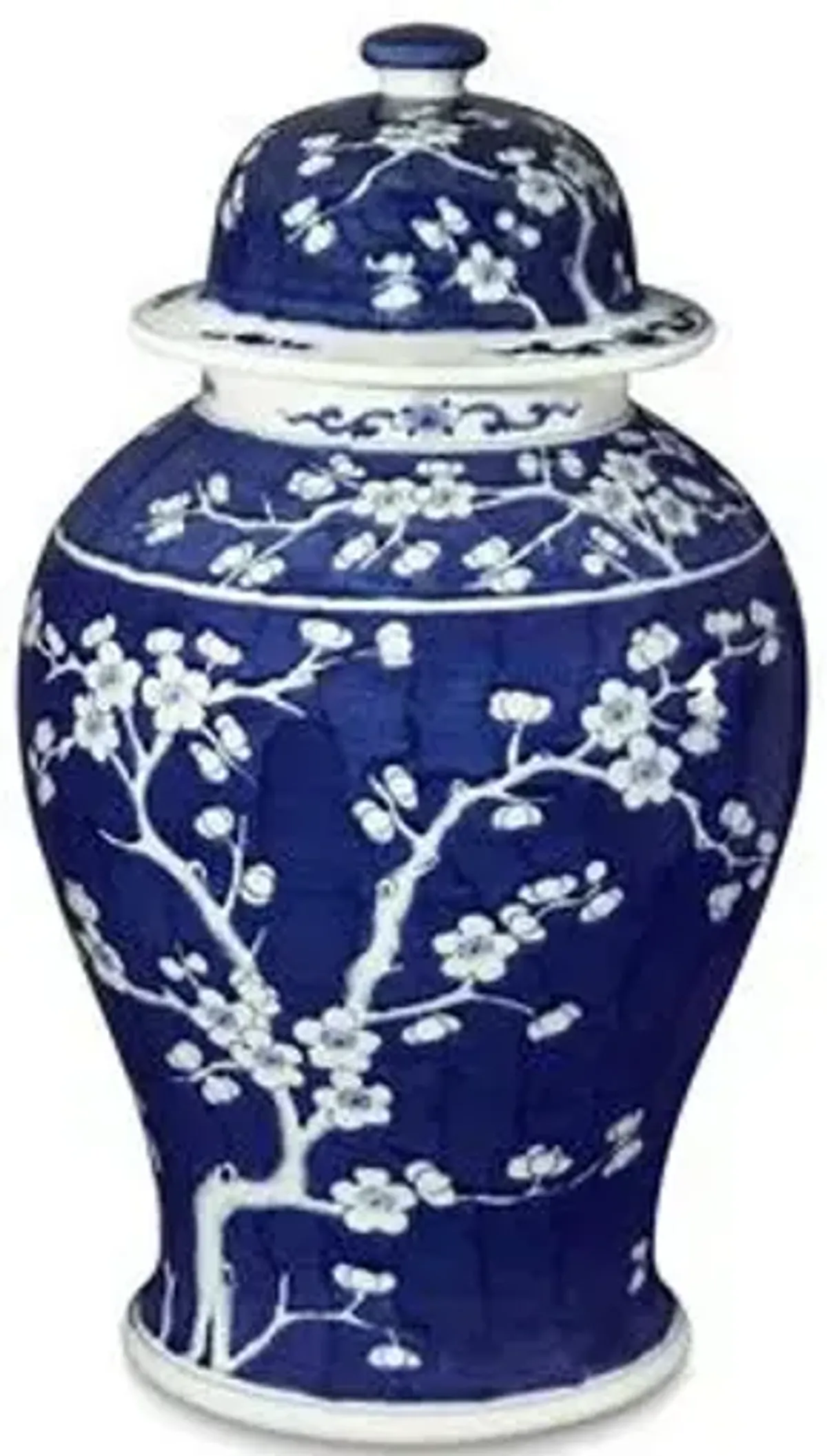 21" Plum Tree Temple Jar - Blue/White