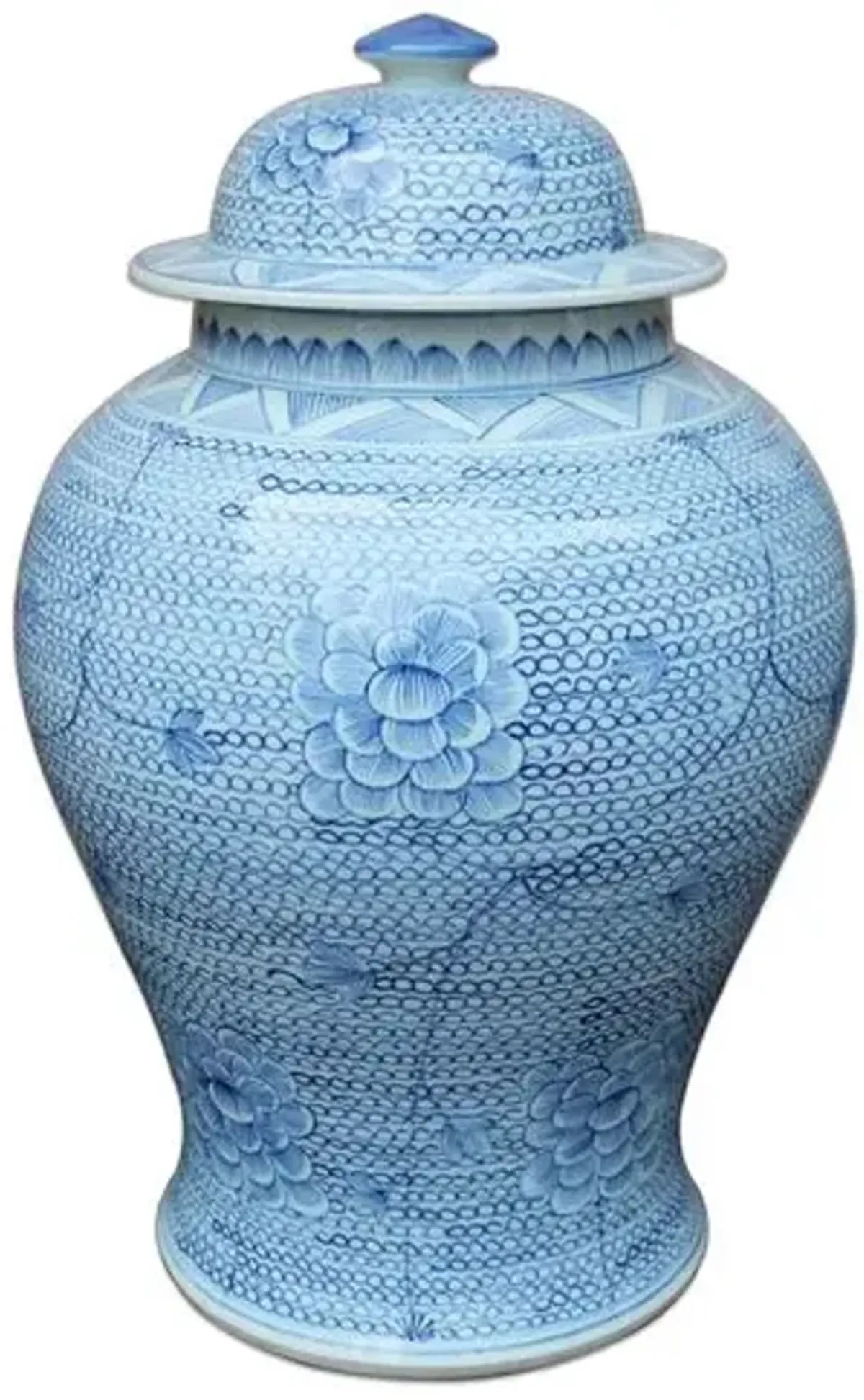 16" Chain Temple Jar - Blue/White