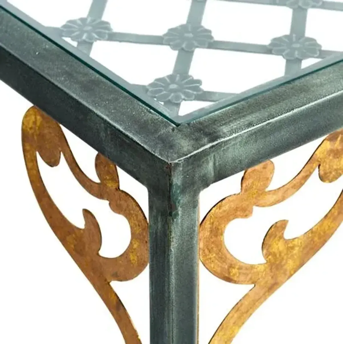 Shiloh Iron Coffee Table - Green/Gold