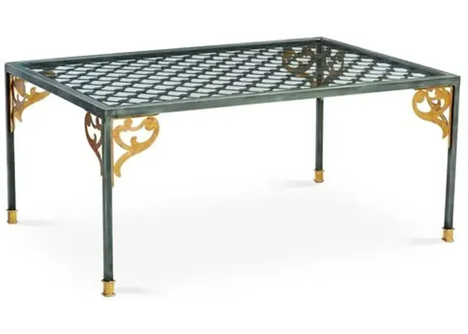 Shiloh Iron Coffee Table - Green/Gold