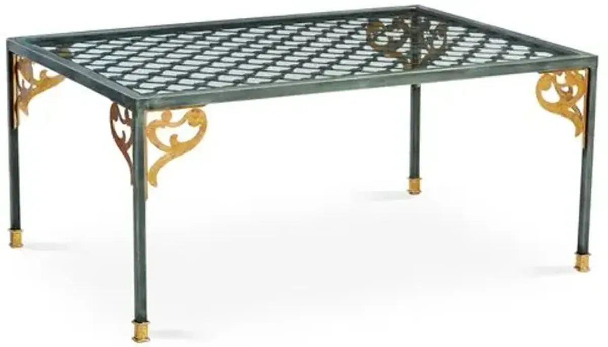 Shiloh Iron Coffee Table - Green/Gold