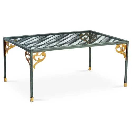 Shiloh Iron Coffee Table - Green/Gold