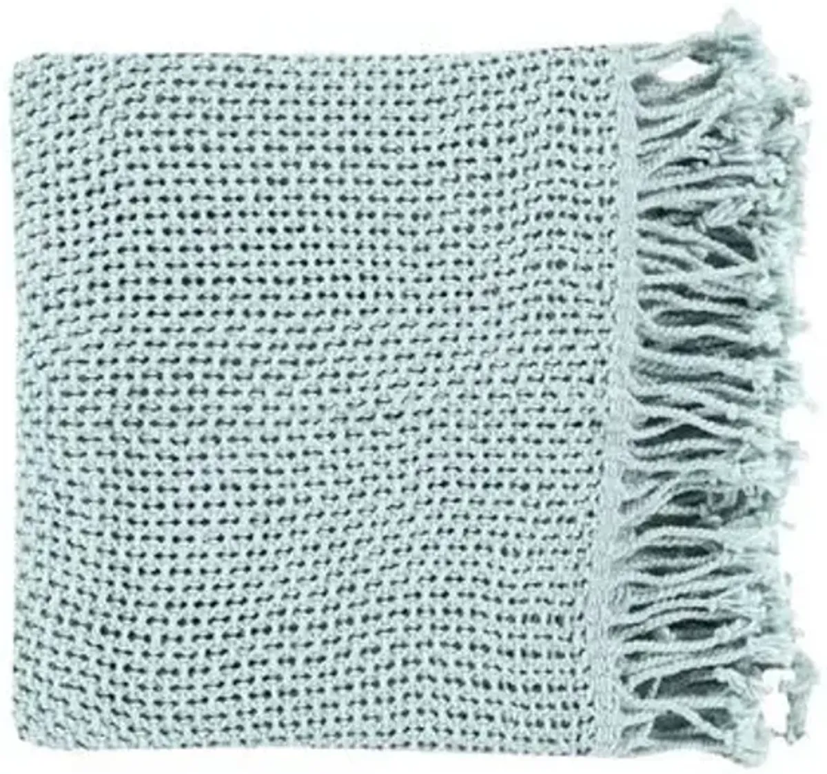 Nadia Cotton Throw - Seafoam - Blue, Fringed