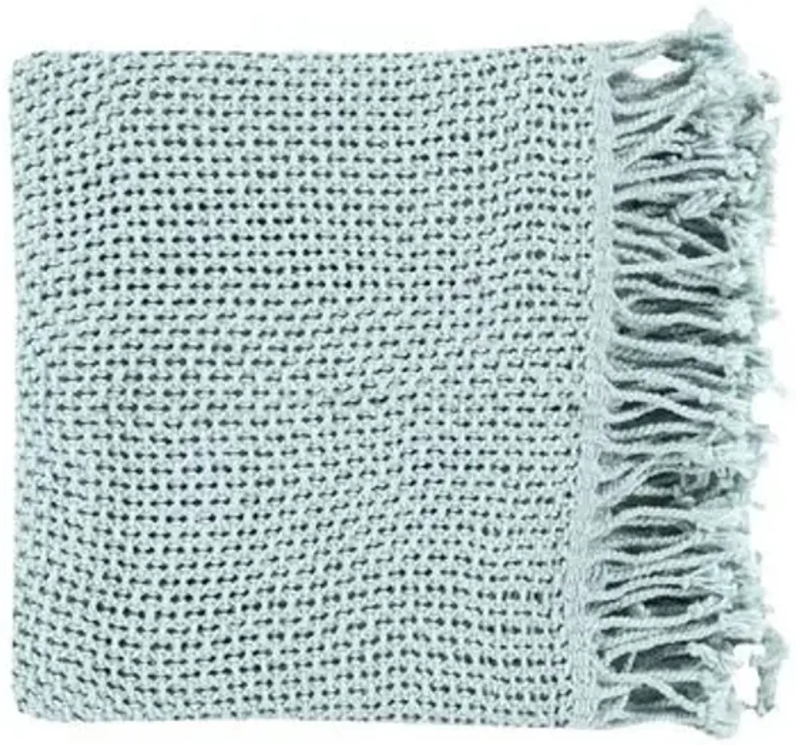 Nadia Cotton Throw - Seafoam - Blue, Fringed