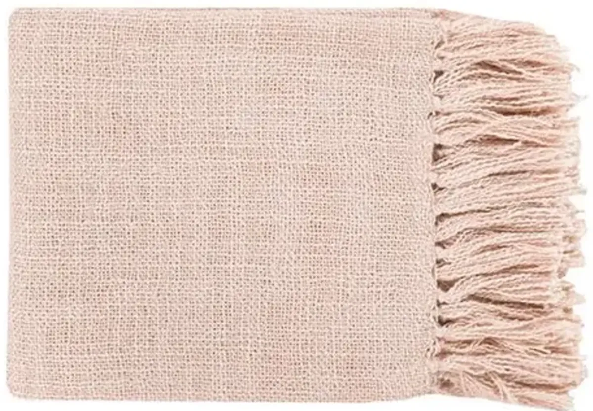 Tilda Throw - Salmon - Pink - Lightweight, Soft, Warm, Fringed