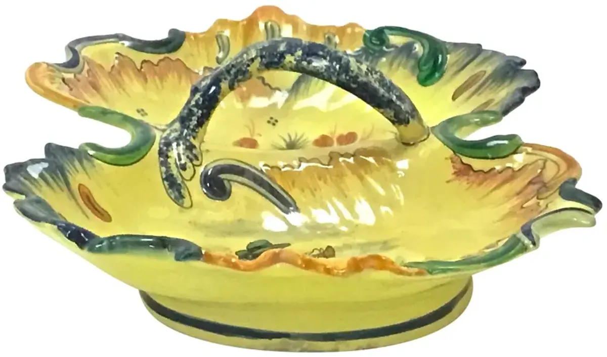 Quimper Flutist & Floral Serving Dish - Vermilion Designs - Yellow