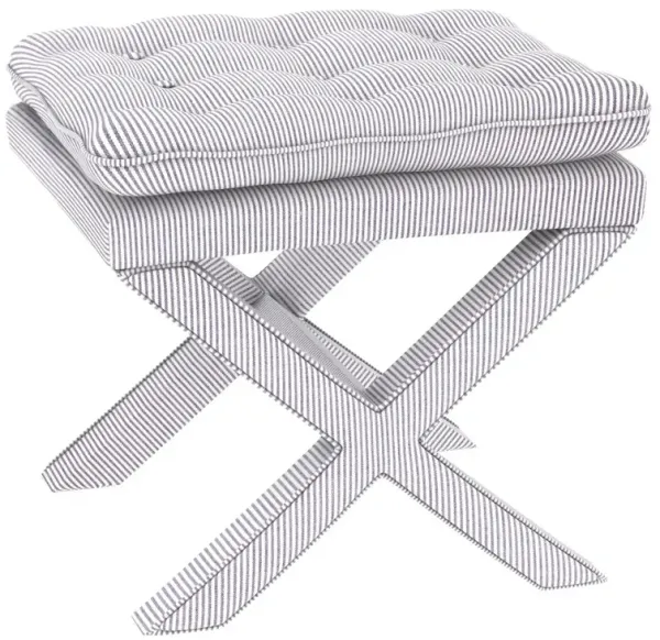 Dalton Pillow-Top Ottoman, Blue/White