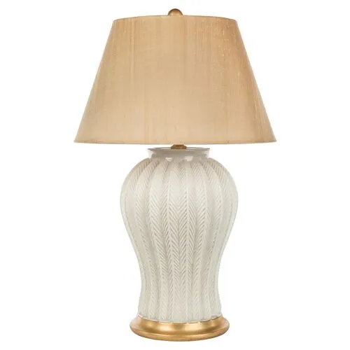 Layla Leaves Table Lamp - Cream/Gold - Bradburn Home