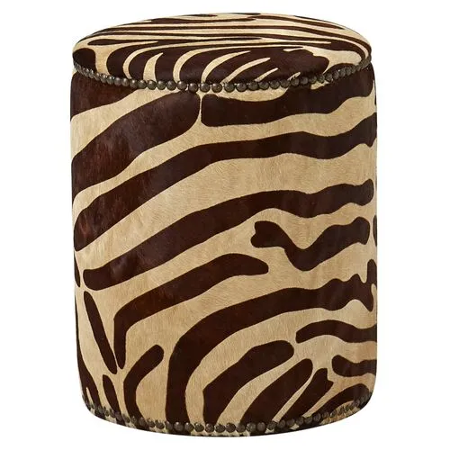 Zoe Ottoman - Caramel Zebra - Massoud - Beige