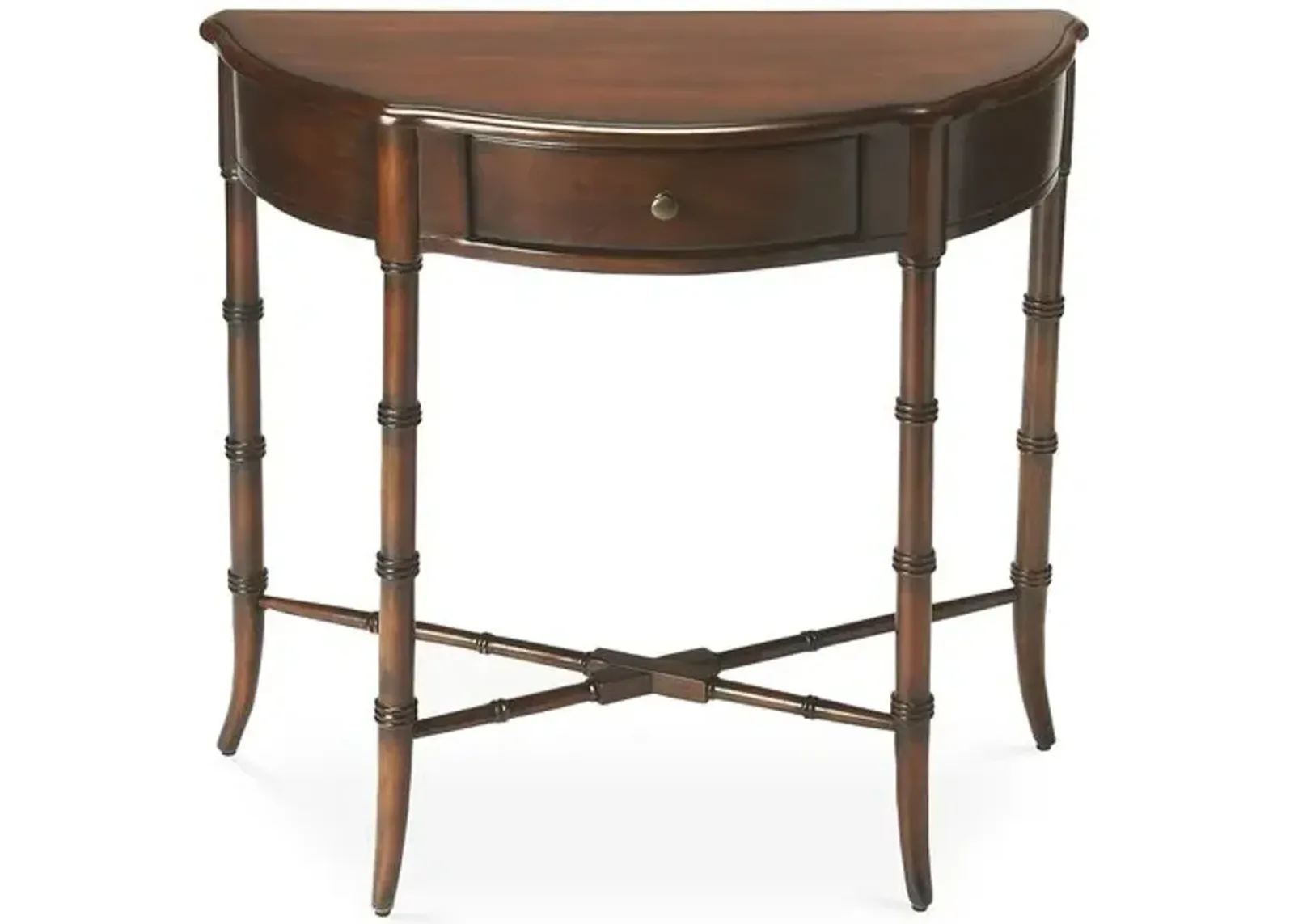 Eric Demilune Console - Handcrafted - Brown