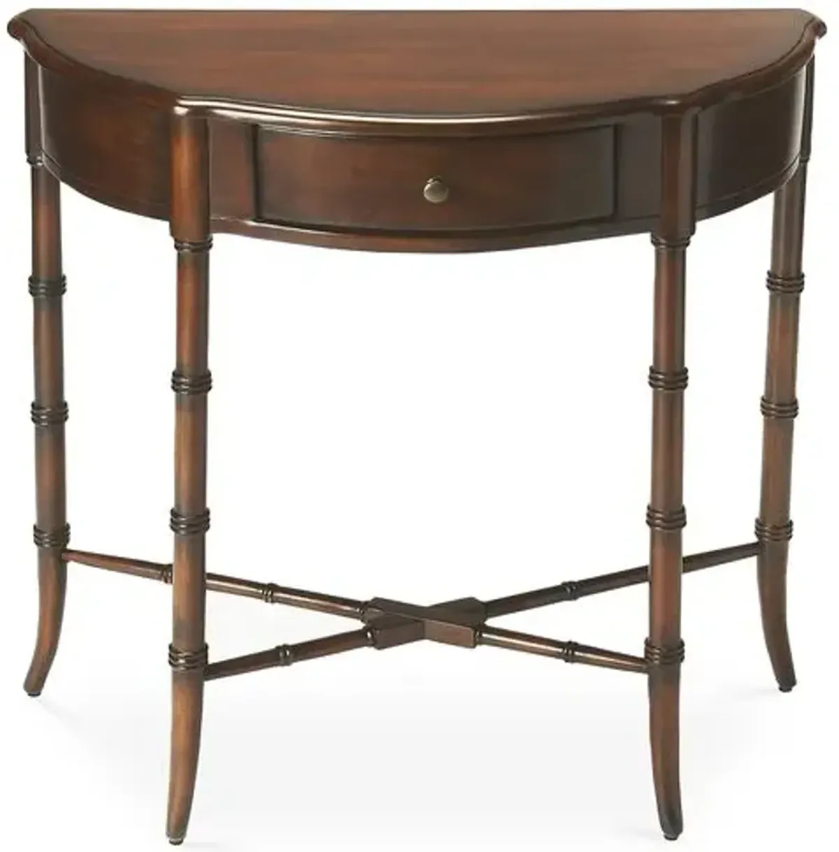 Eric Demilune Console - Cherry - Handcrafted - Brown