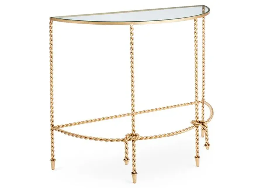 Hyannis Demilune Console - Antiqued Gold