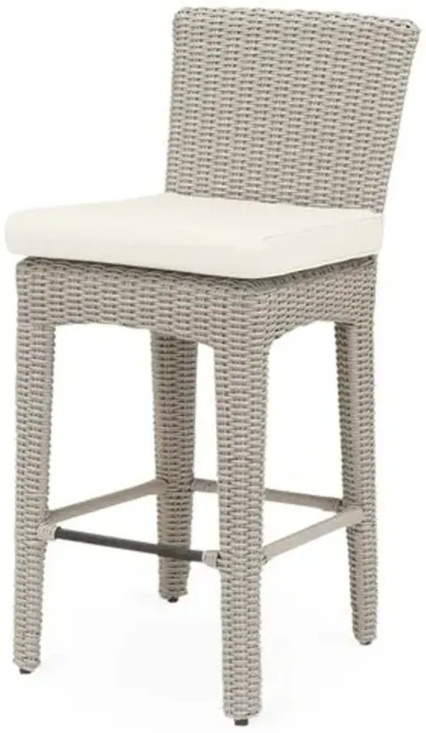 Maye Outdoor Aluminum/Resin Wicker Barstool - Ivory