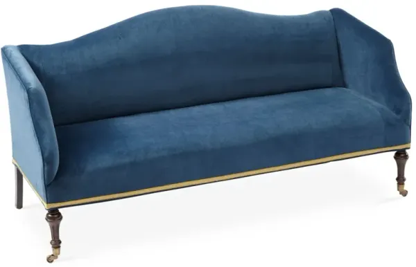 Lydia Camelback Settee, Peacock Velvet