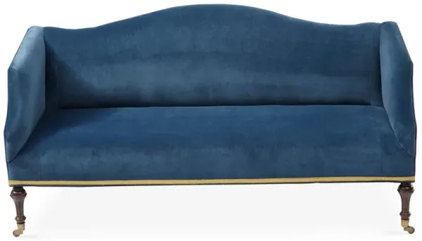 Lydia Camelback Settee, Peacock Velvet