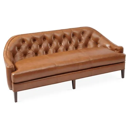 Charlotte Tufted Sofa - Saddle Leather
