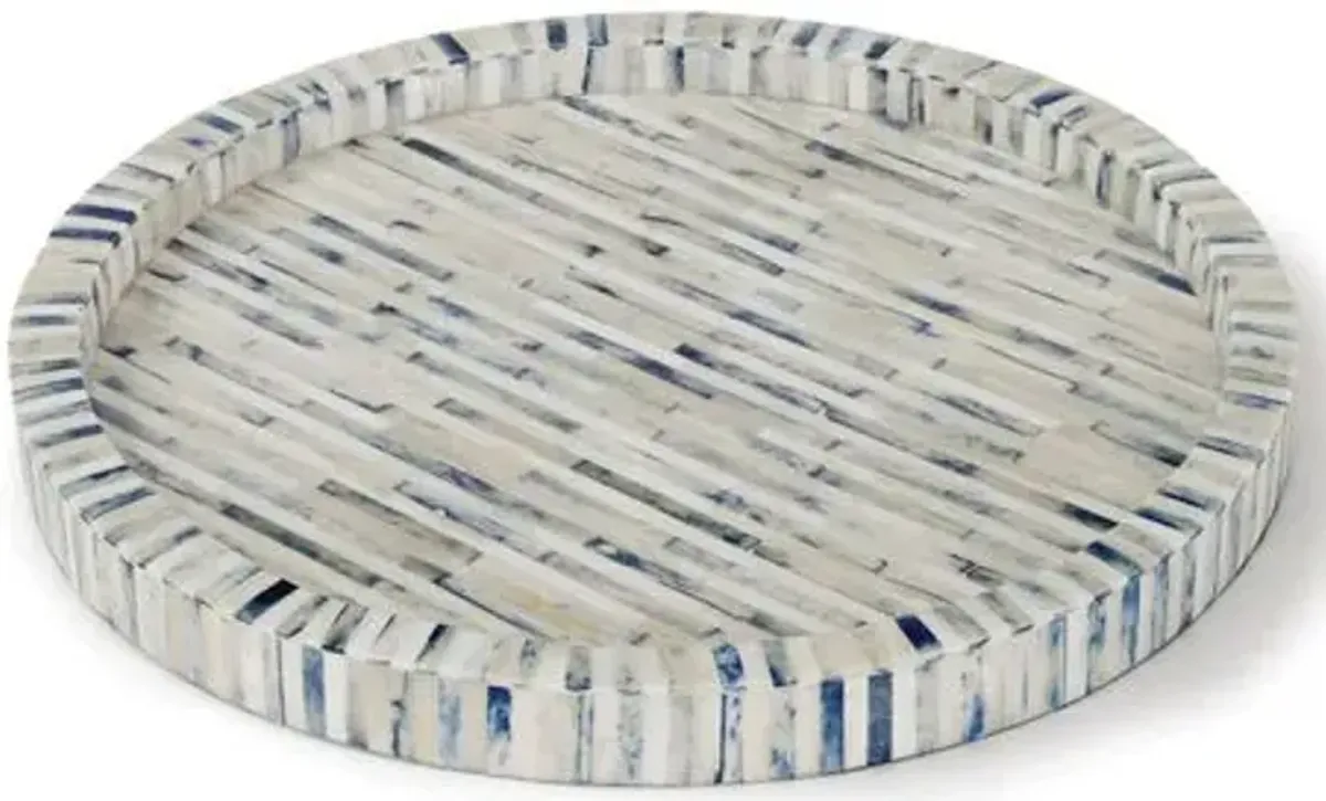 16" Round Stripe Tray - Indigo - Regina Andrew - Blue