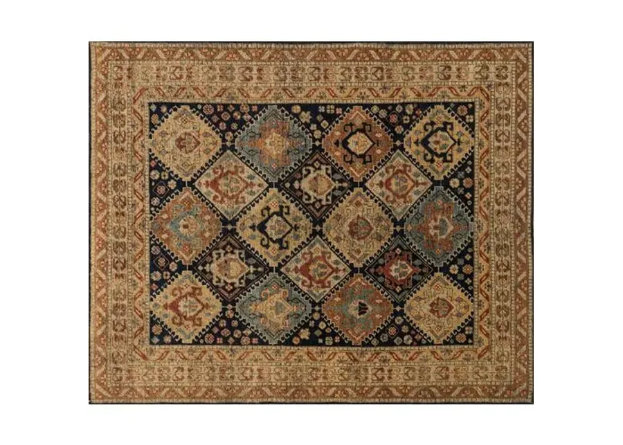 Paola Hand-Knotted Rug - Navy/Tan - Brown - Brown